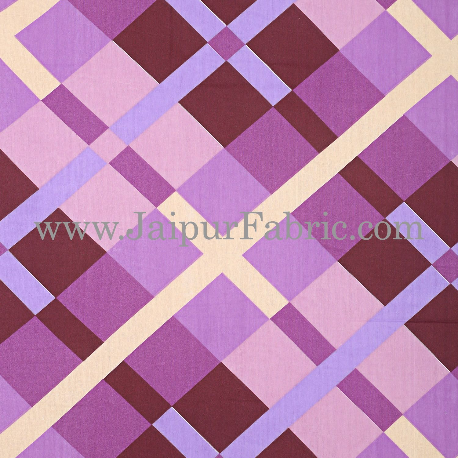 Amethyst Color Purple Square Print Double Bed Sheet