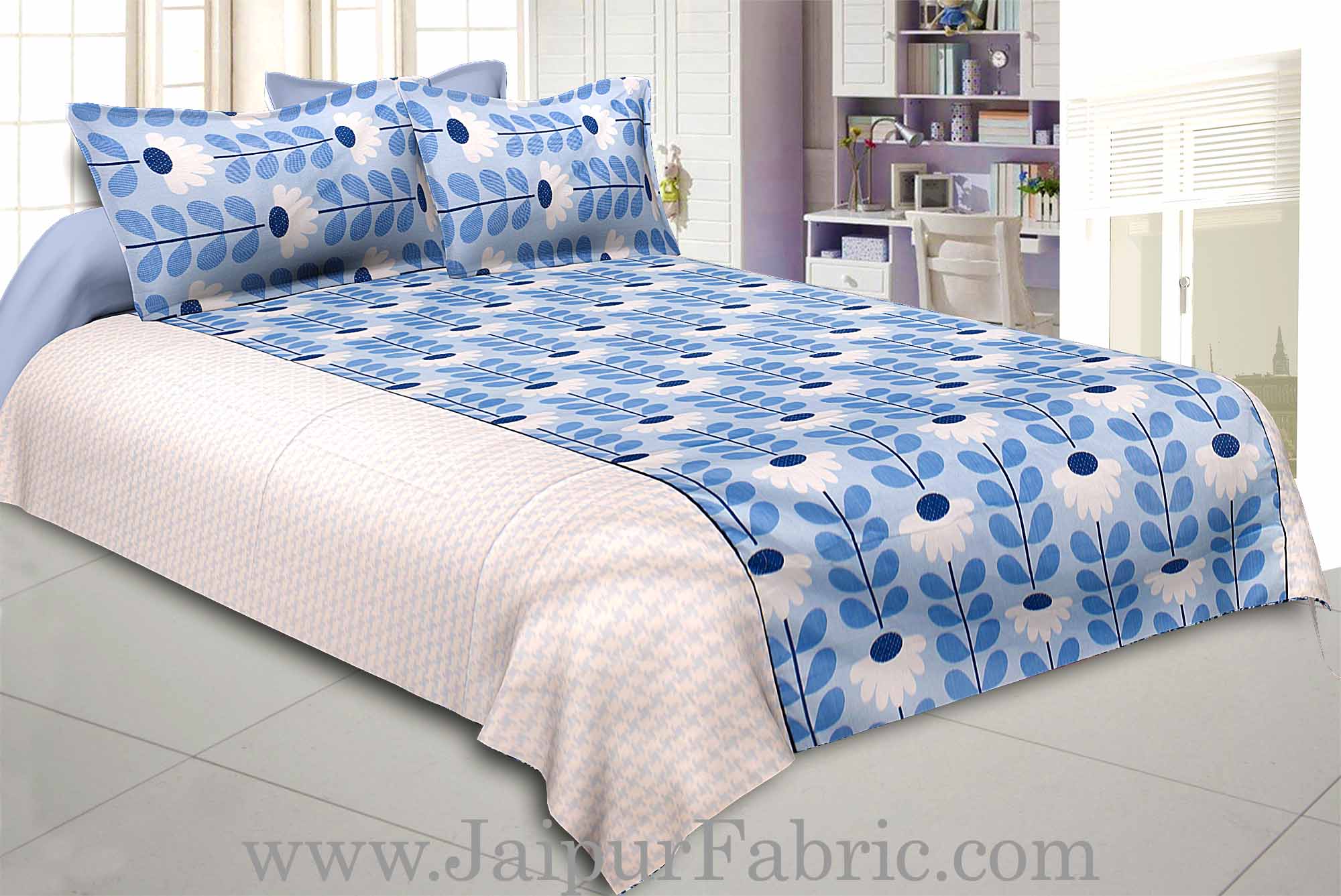 Serene Sky blue Double Bedsheet