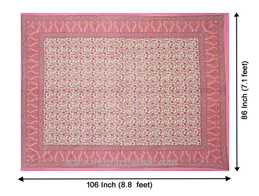 Double Bedsheet Pink Vintage Seamless Jaal Print With 2 Pillow Covers