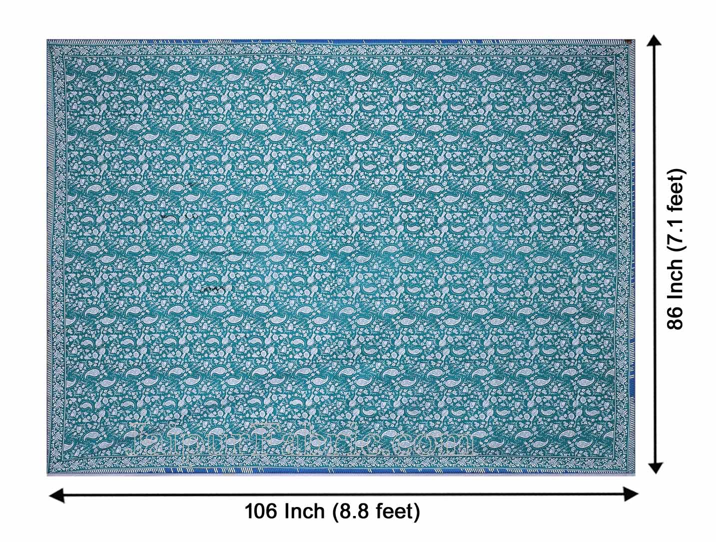 Double Bedsheet Sea Green Blue Paisley Floral Pattern