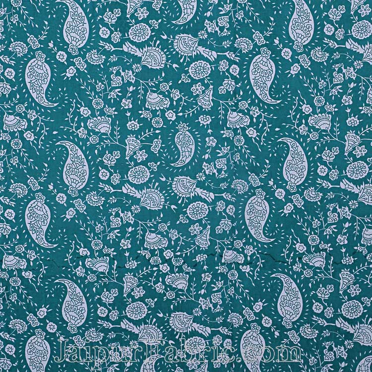 Double Bedsheet Sea Green Blue Paisley Floral Pattern