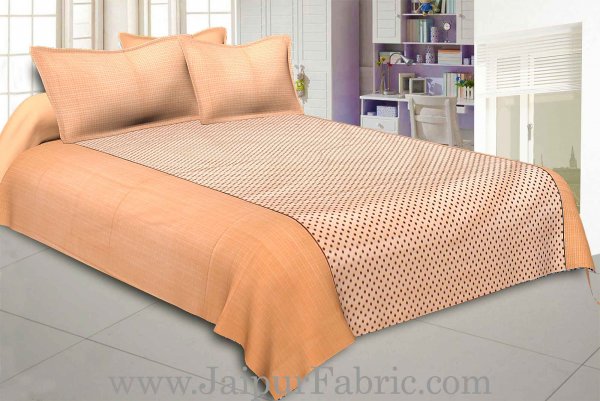 Pleasant Peach Polka Double Bedsheet