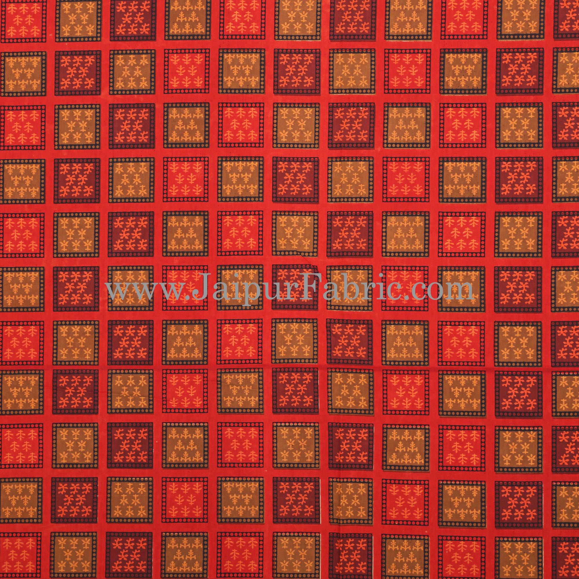 Black Border With Lining Small Check Pattern Dabu Print (Hand Block) Super Fine Cotton Double Bed Sheet