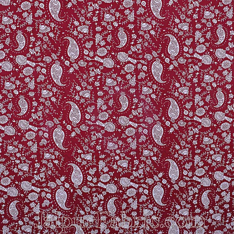 Double Bedsheet Maroon Red Paisley Floral Pattern