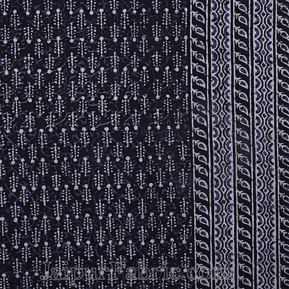 Double Bedsheet Dabu Indigo Dye Black Hand Block Print