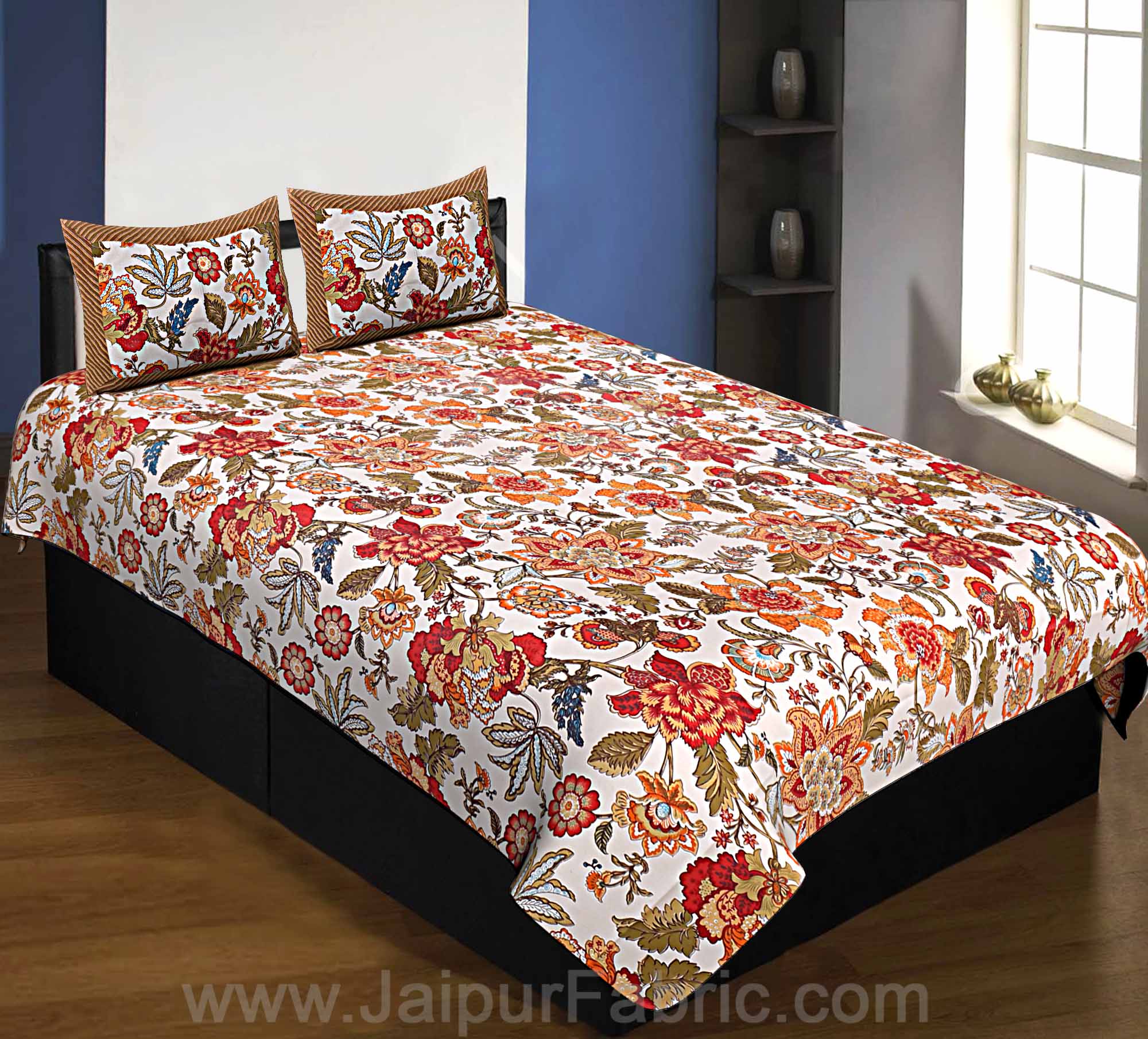 COMBO91- Set of 1 Double Bedsheet and  1 Single Bedsheet With  2+2 Pillow Cover