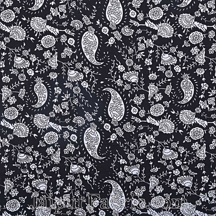 Double Bedsheet Coal Black Floral Pattern