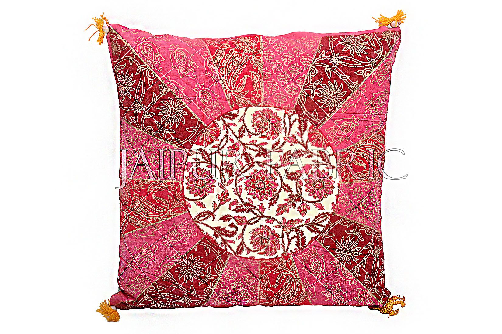 Peach Color Rangoli Print Cotton Cushion Cover