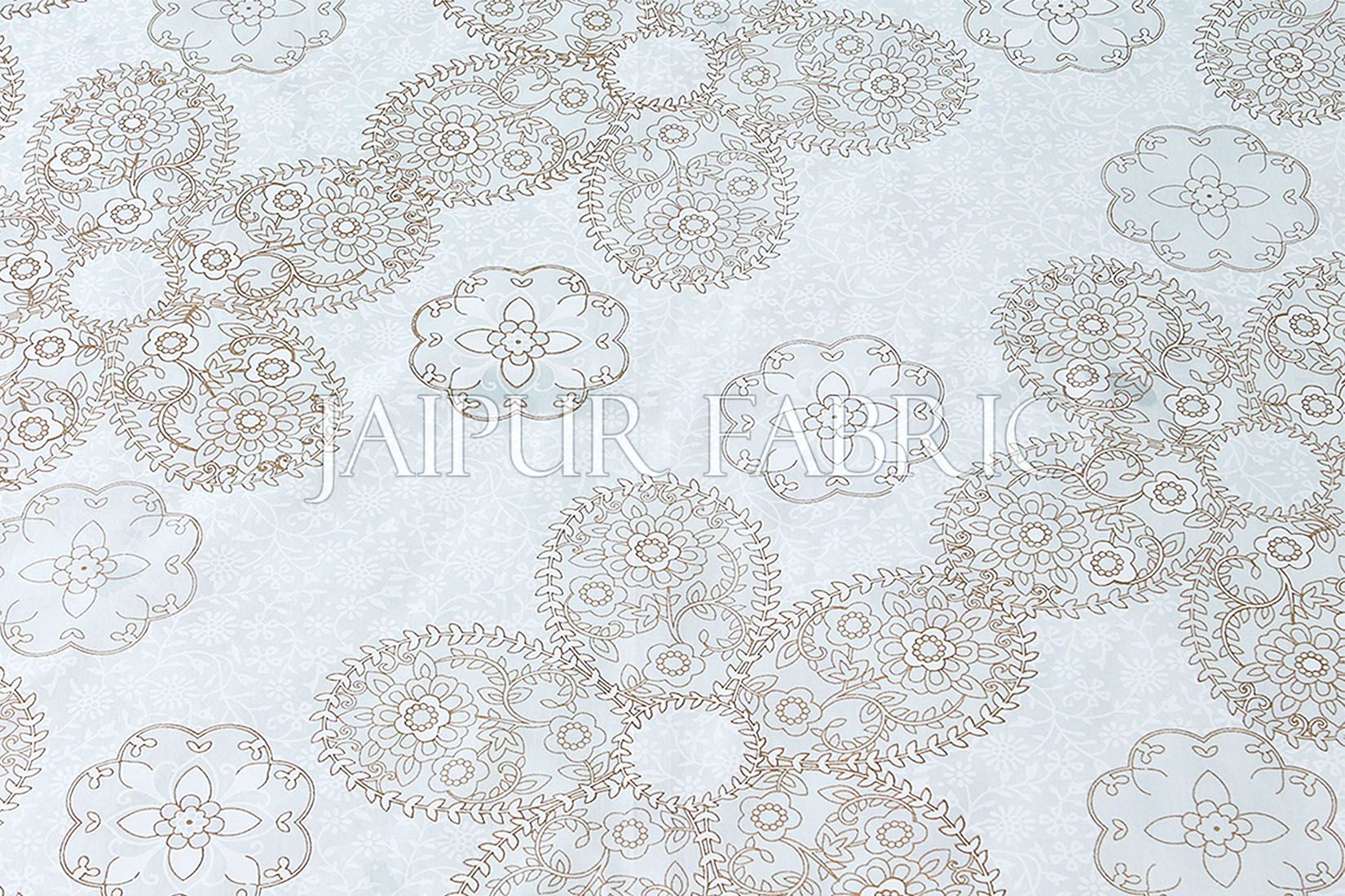 White base With Golden Rajasthani Floral Print Single cotton Bed sheeet