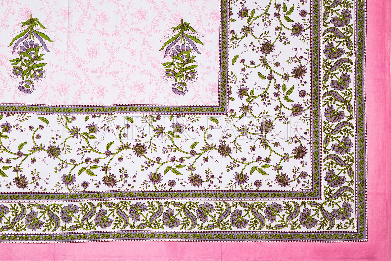 Pink Floral Print Cotton Single Bed Sheet