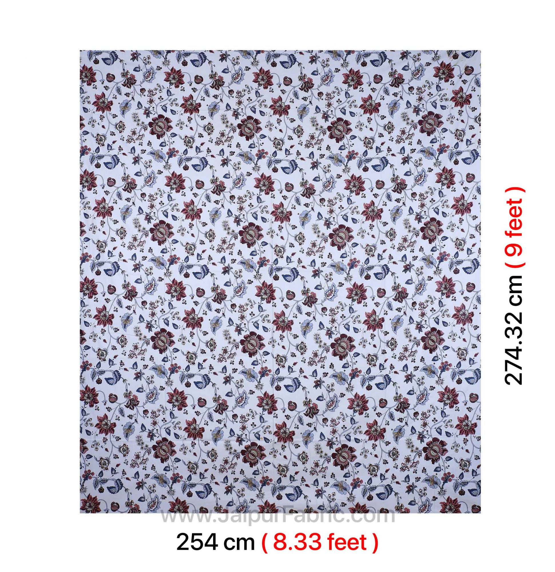 Pure Cotton 240 TC Double bedsheet in reddish floral pattern