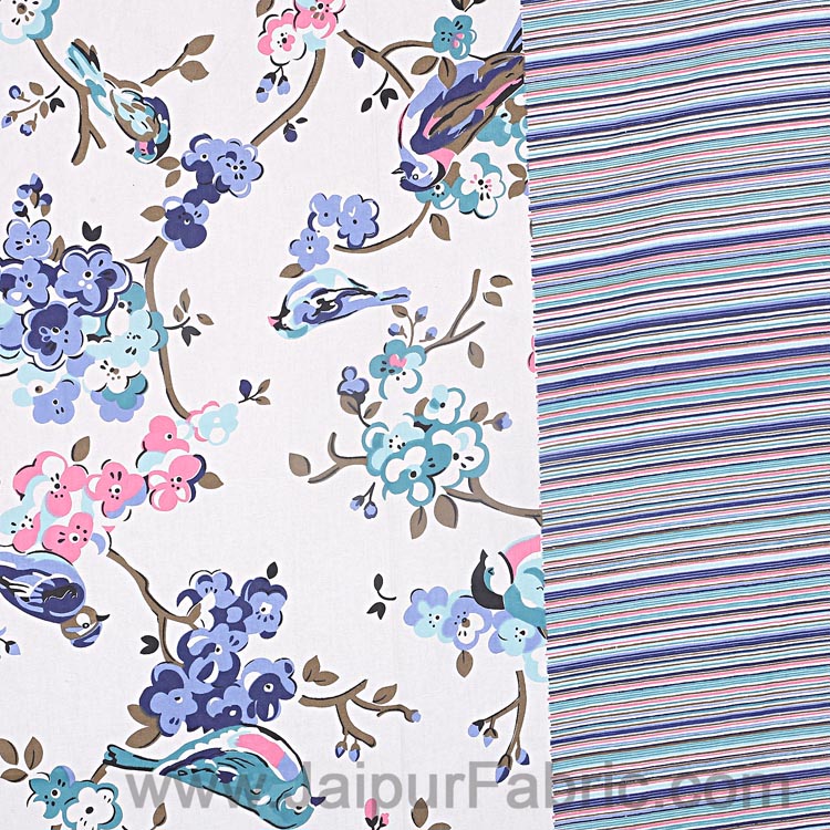 Double Bedsheet Livid Colorful Sparrows  Design Print