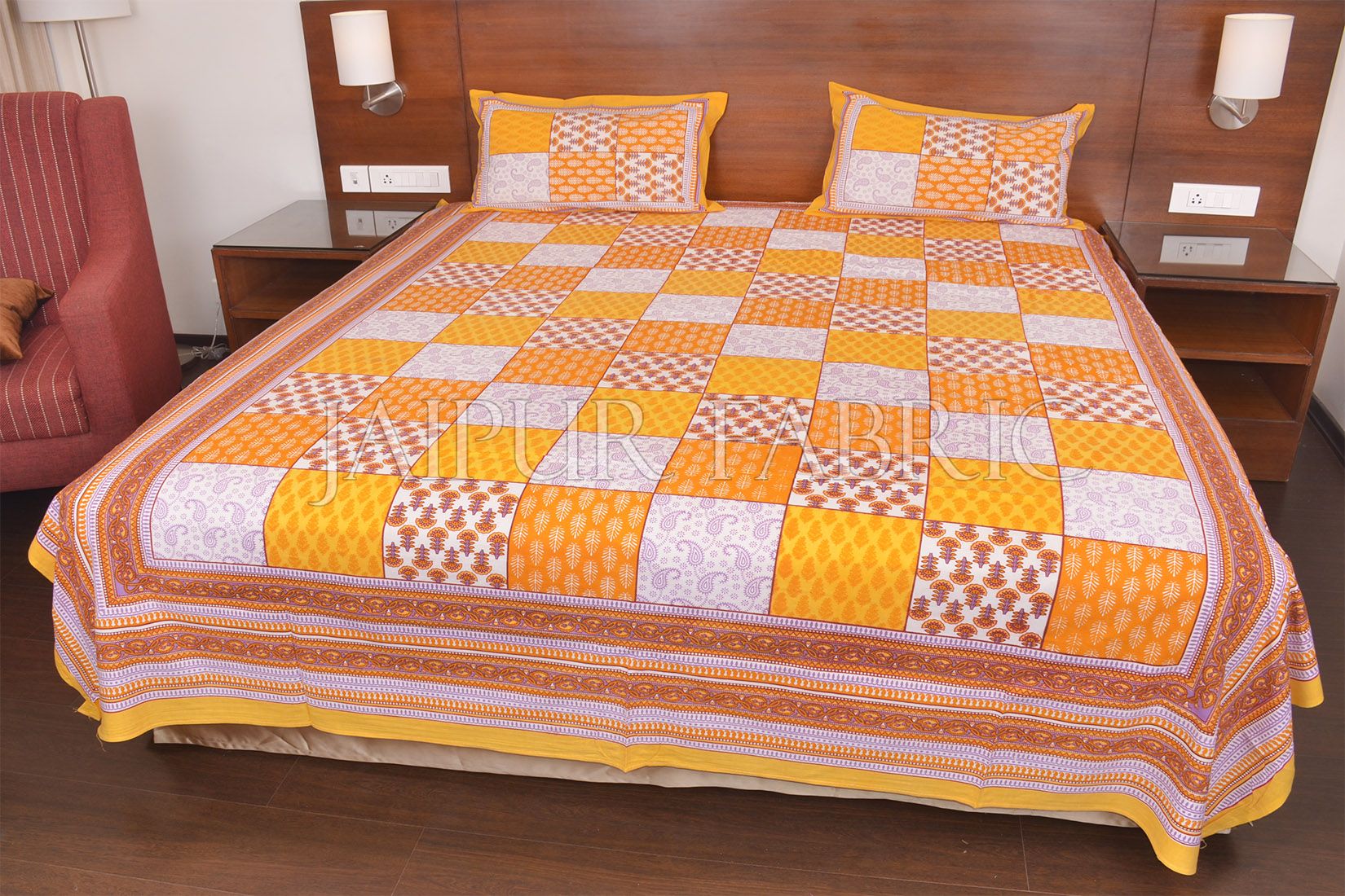 Yellow Tropical Print Double Bed Sheet