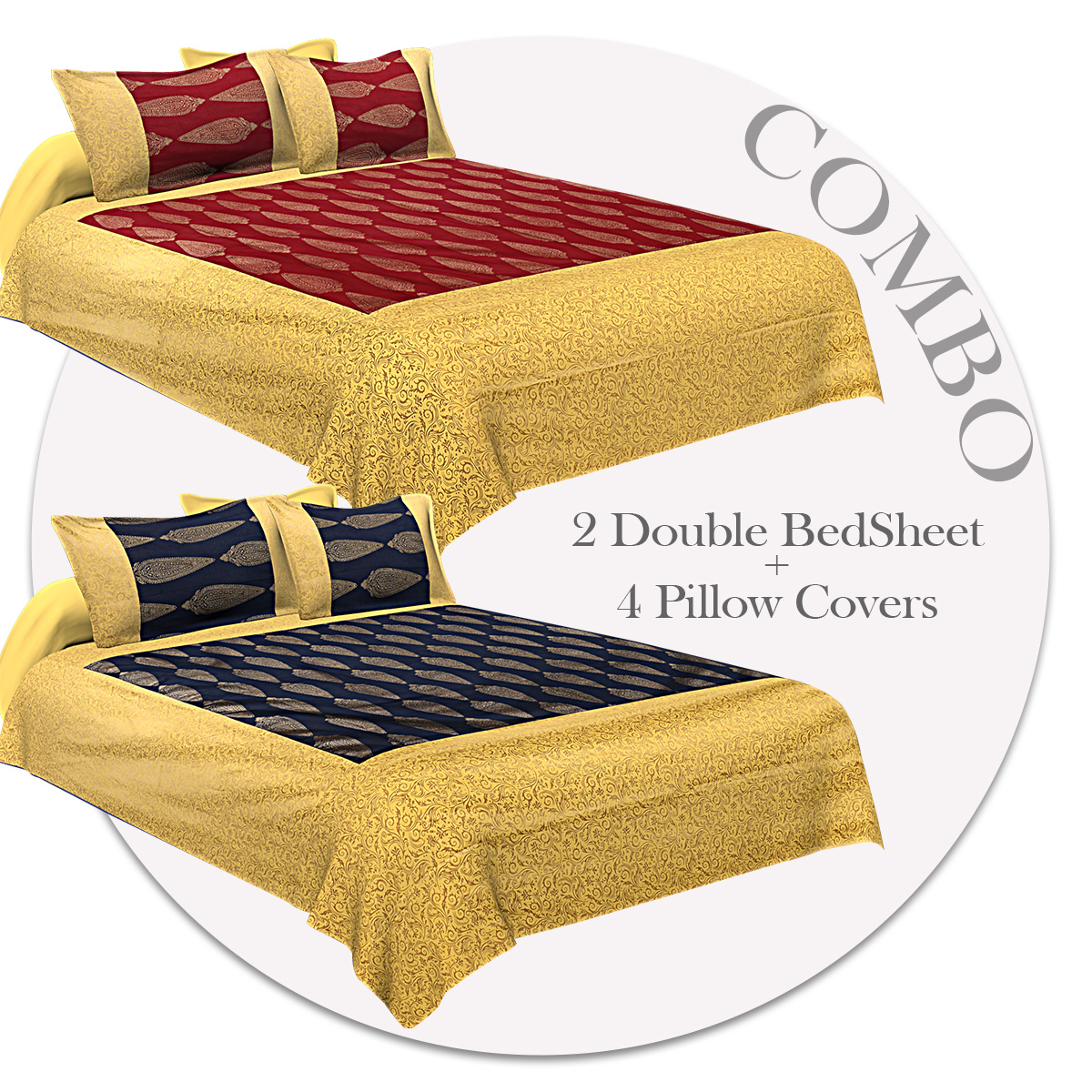 COMBO356 Beautiful Patola Bedsheet + 4 Pillow Cover