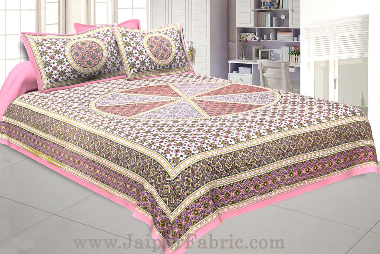 Sanganeri Double Bedsheet in Pretty Pink shade