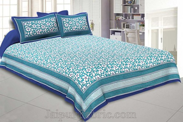 Double Bedsheet Sea Green Elegent Seamless Floral Pattern