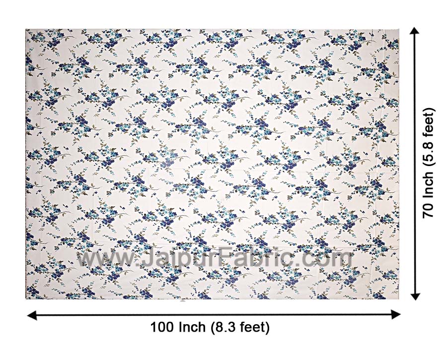 Pure Cotton 240 TC Single Bedsheet in blue motif floral print taxable