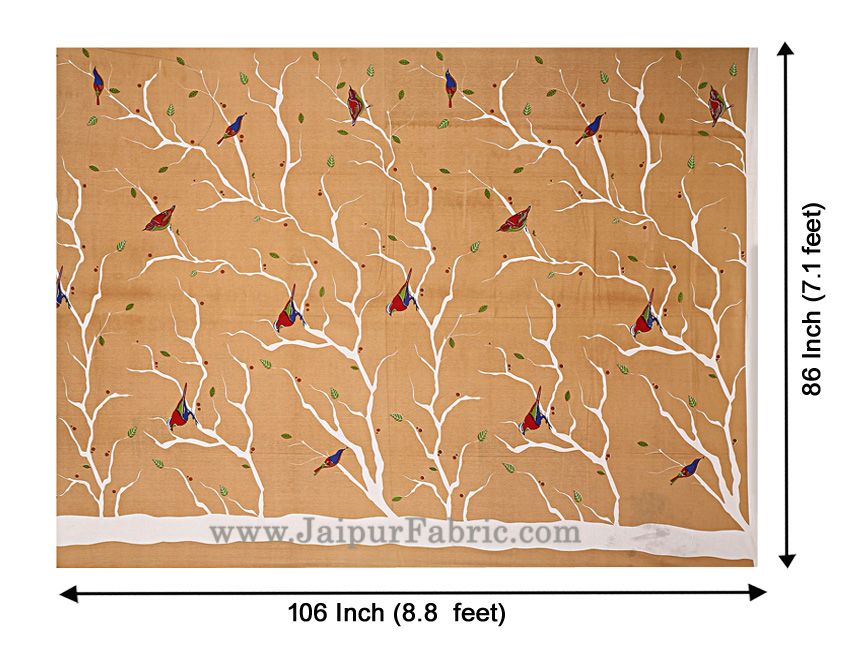 Indian Sparrow Double Bedsheet Brown Color With 2 Pillow covers