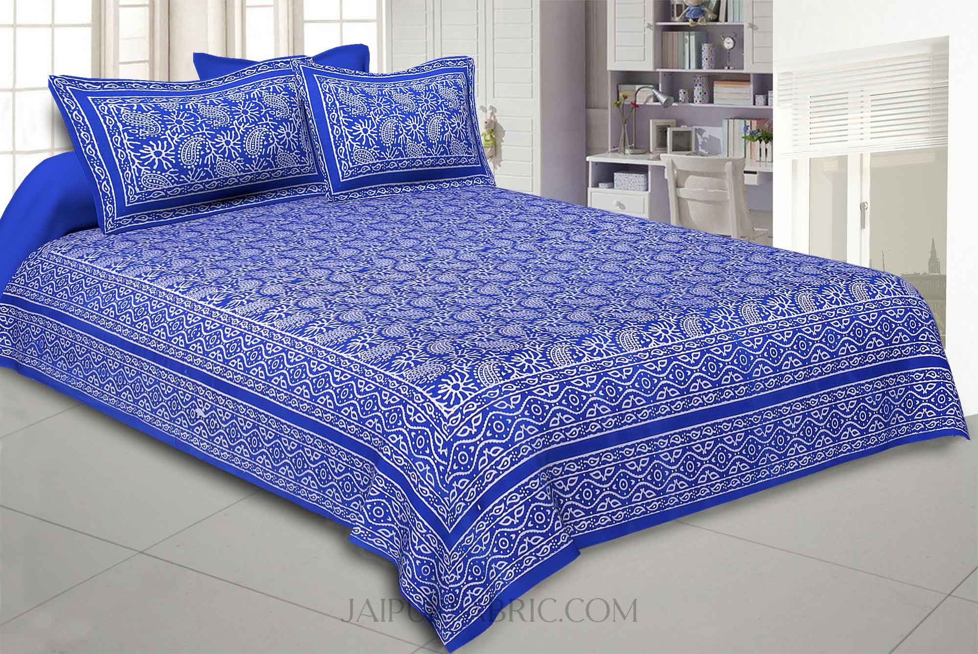 Aqua Kingdom Blue Double Bedsheet