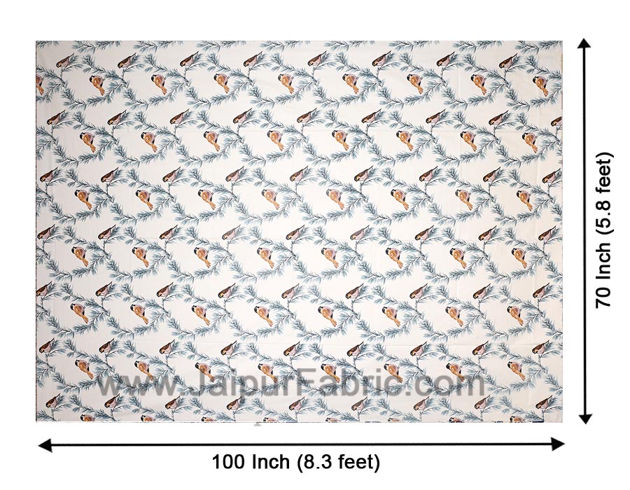 Pure Cotton 240 TC Single Bedsheet indian bird print blue taxable