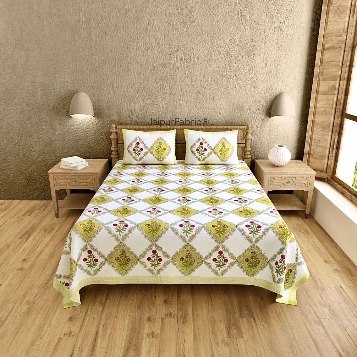 Exclusive Artisan Block Print 400 TC Pure Cotton King Size Bedsheet