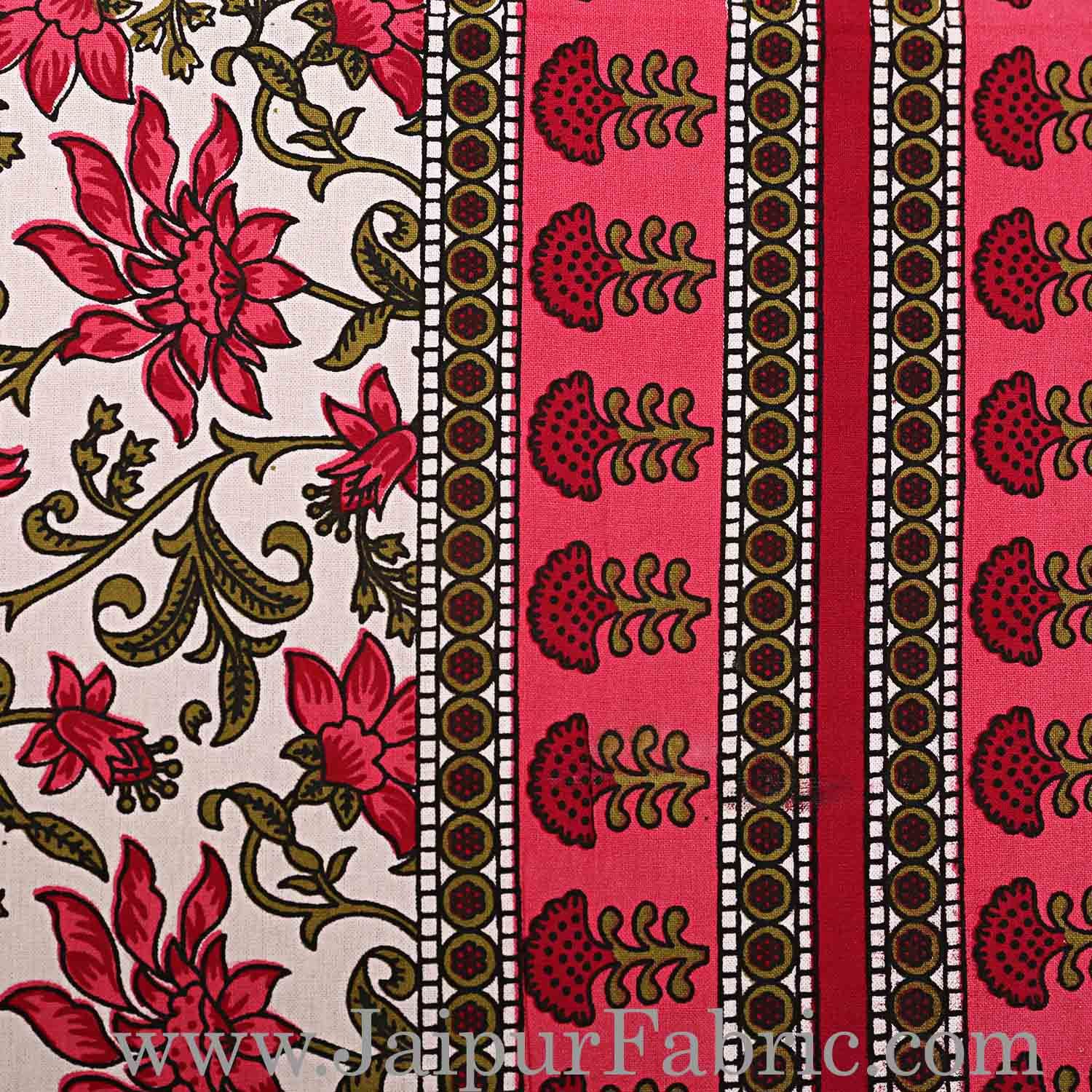 Double Bedsheet Rani Border Bell Print With Two Pillow Cover