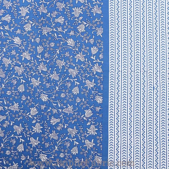 Floral Double Bedsheet Blue base with 2 Pillow Covers