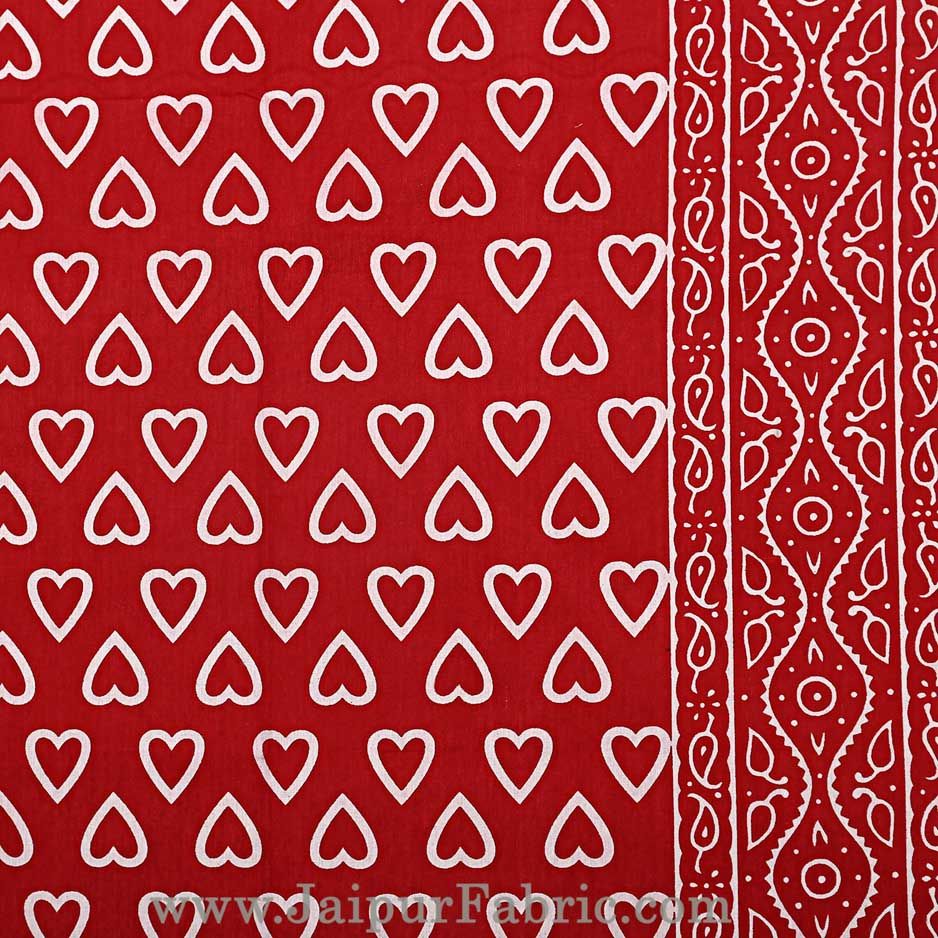 Red Hearts Double Bedsheet With 2 Pillow covers