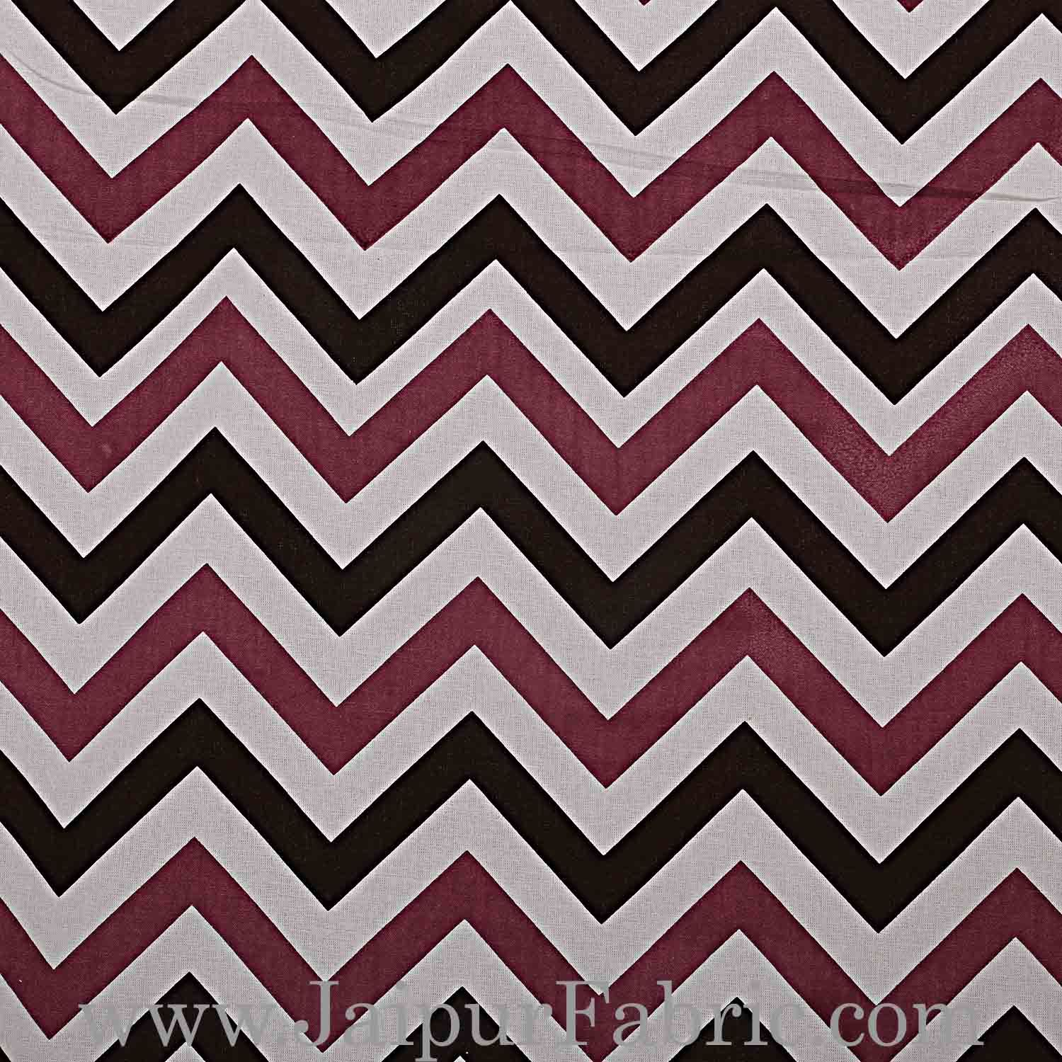 Double Bedsheet Light Maroon  Border  Fine Cotton  Zig -Zag Print