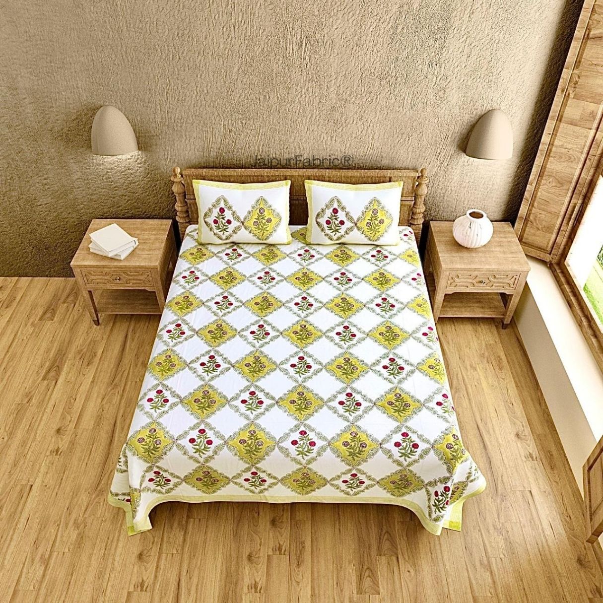 Exclusive Artisan Block Print 400 TC Pure Cotton King Size Bedsheet