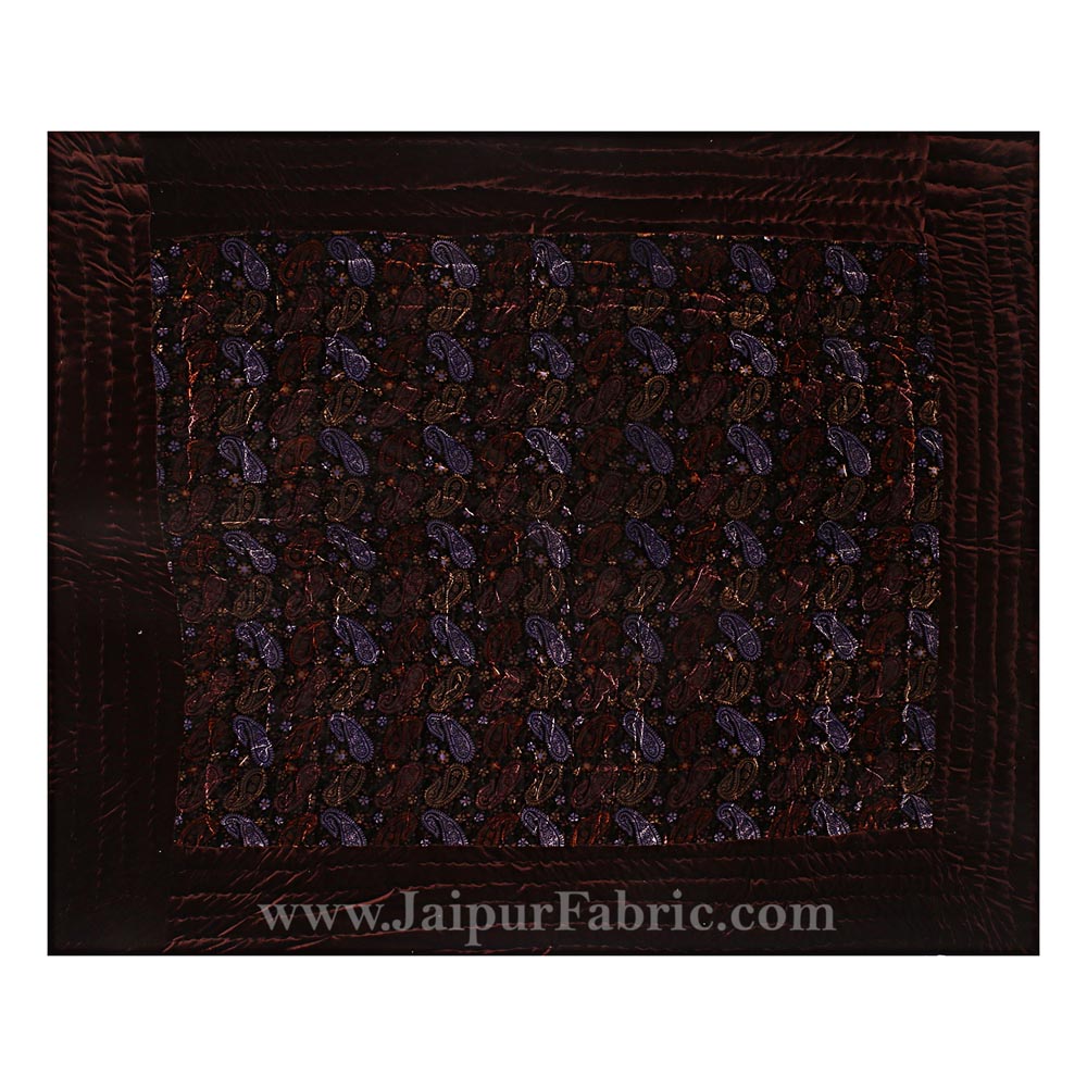 Velvet Cloth Single Bed Quilt Jaipuri Razai Paisley Brown Shaneel Rajai by Jaipur Fabric