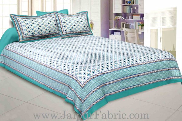 Aqua Green Feathers Double Bedsheet