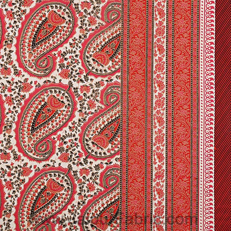 Awsome Orange Gold Paisley Double Bedsheet