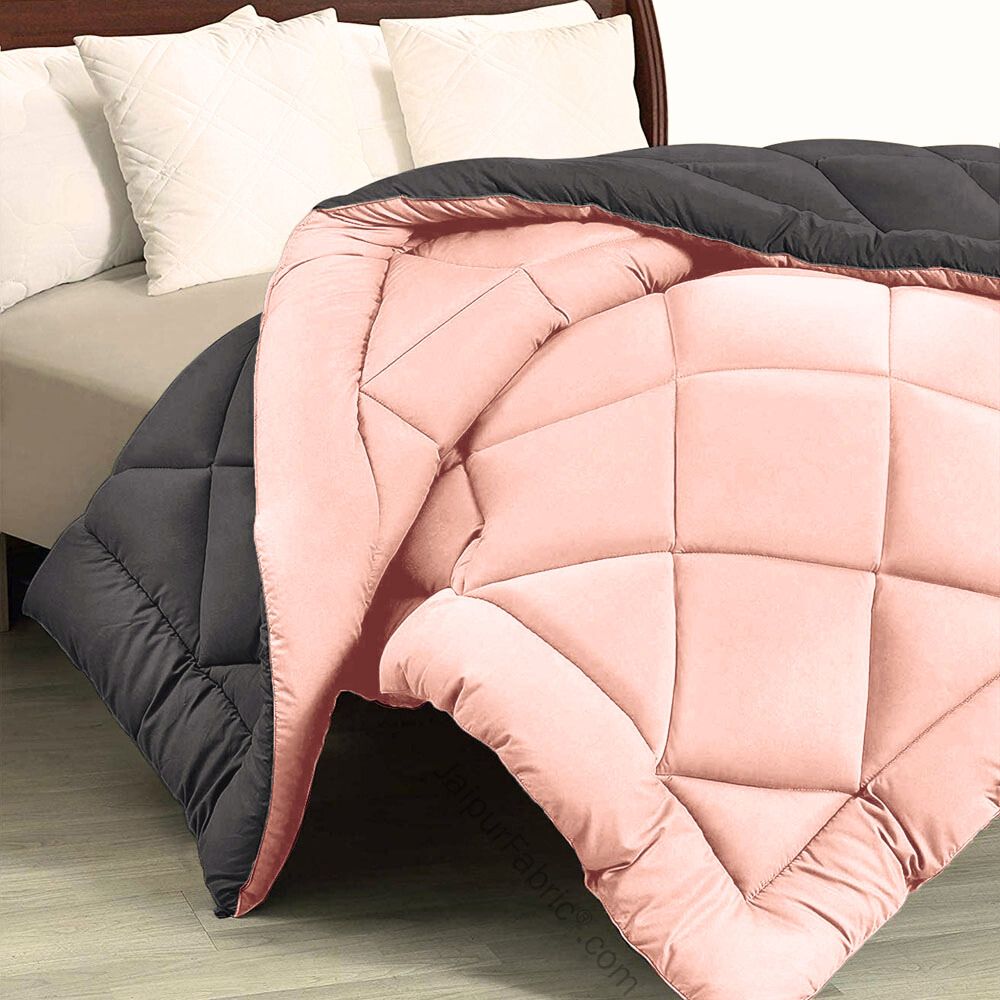 Pale Pink & Dark Grey Double Bed Comforter