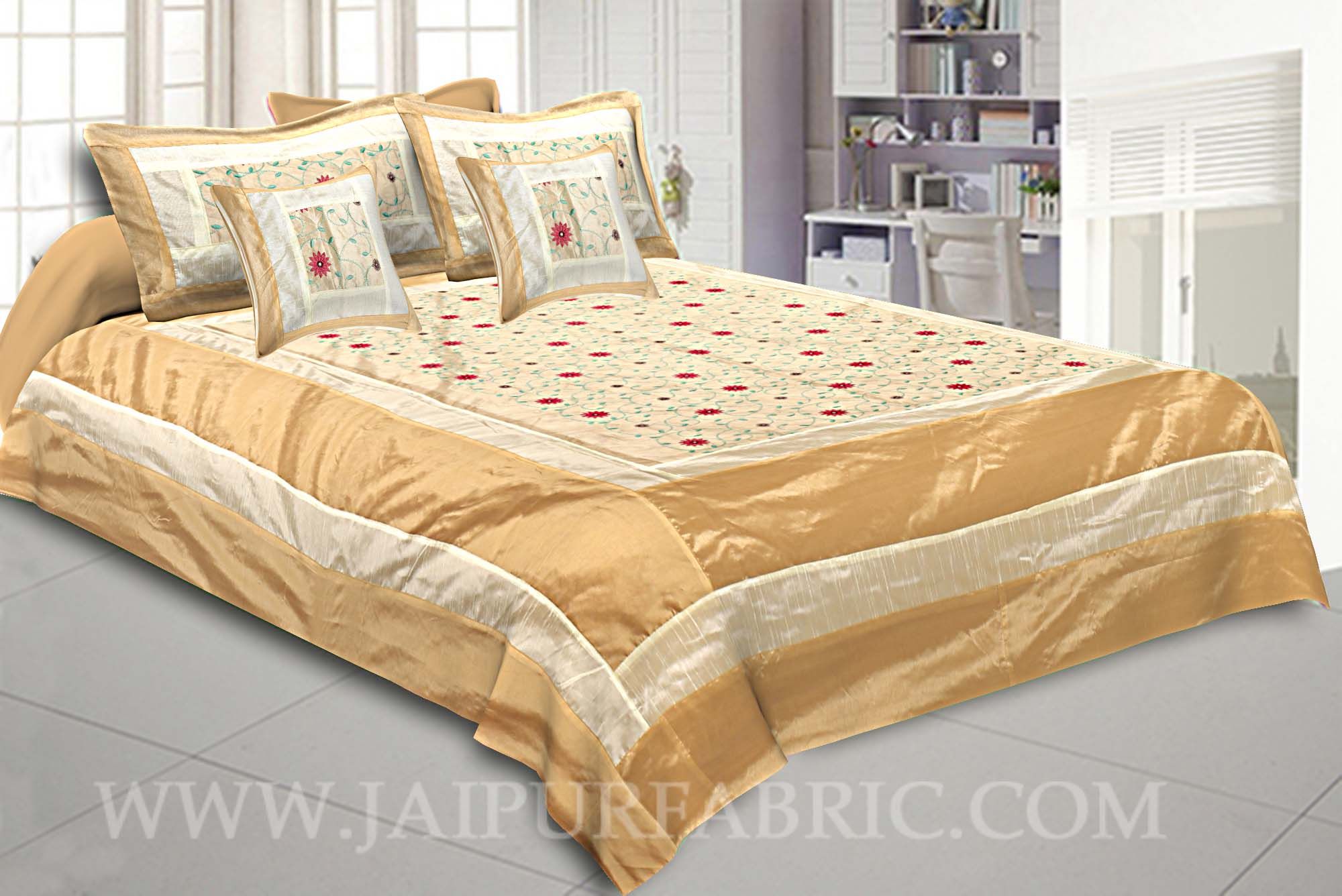 Pearly Ivory Rajwada Silk Double Bedsheet