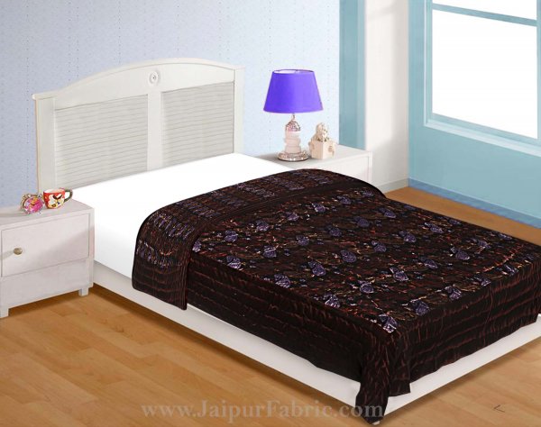 Velvet Cloth Single Bed Quilt Jaipuri Razai Paisley Brown Shaneel Rajai by Jaipur Fabric