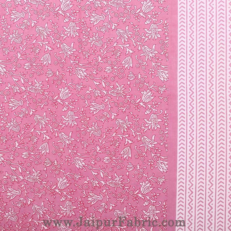 Floral Double Bedsheet Pink base with 2 Pillow Covers