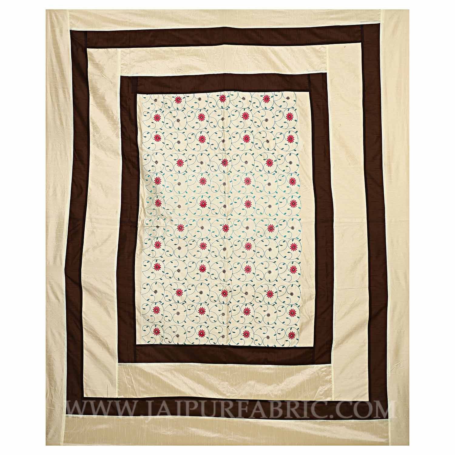 Light Brown Rajwada Silk Double Bedsheet