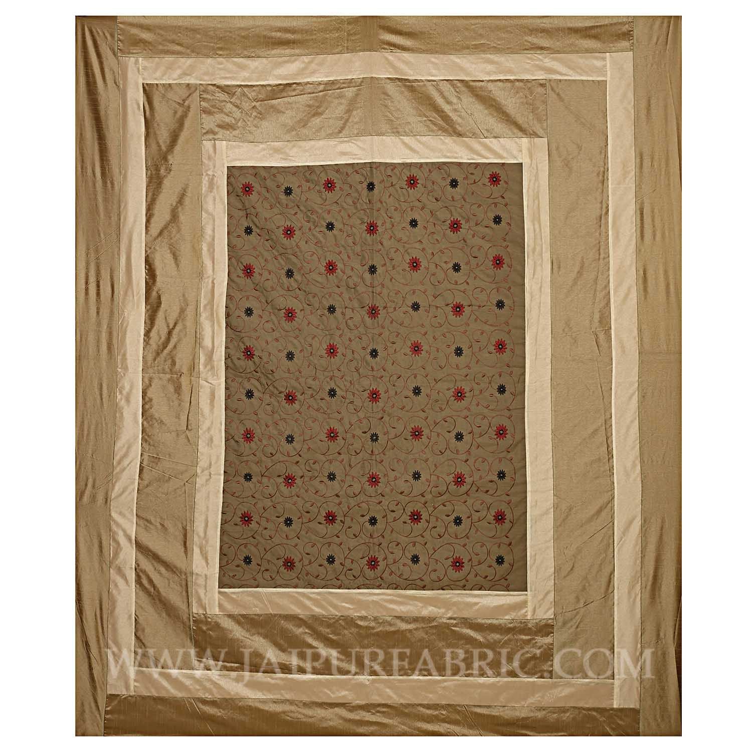 Natural Beige Rajwada Silk Double Bedsheet