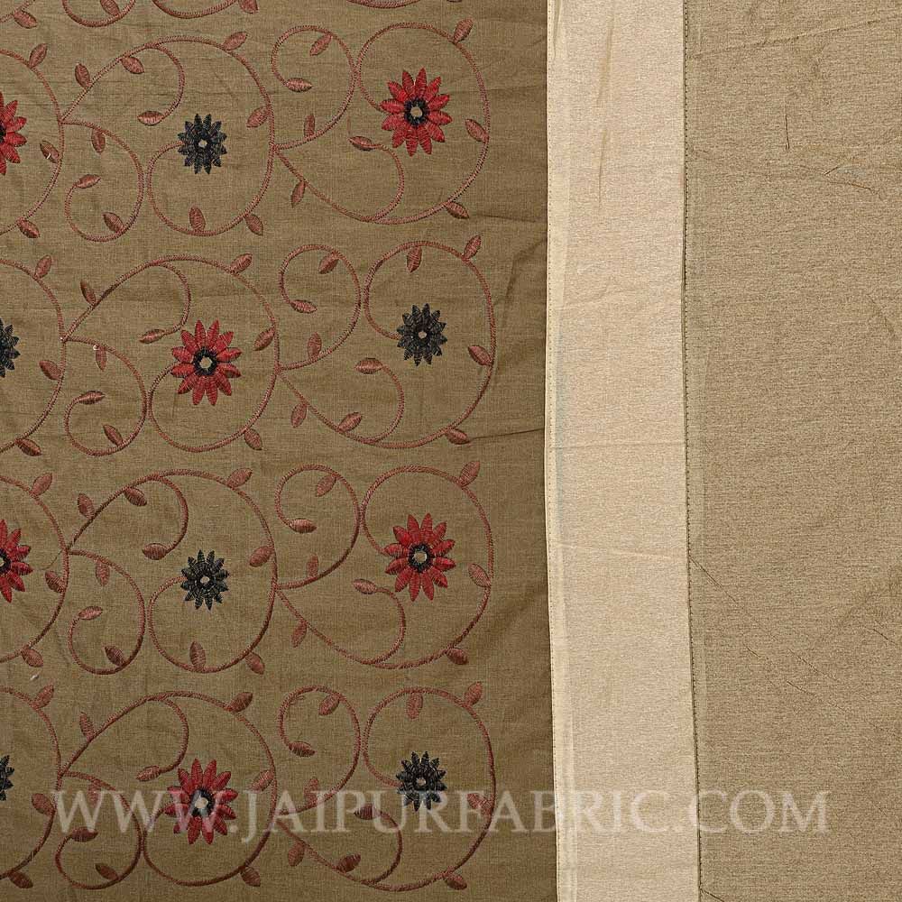 Natural Beige Rajwada Silk Double Bedsheet