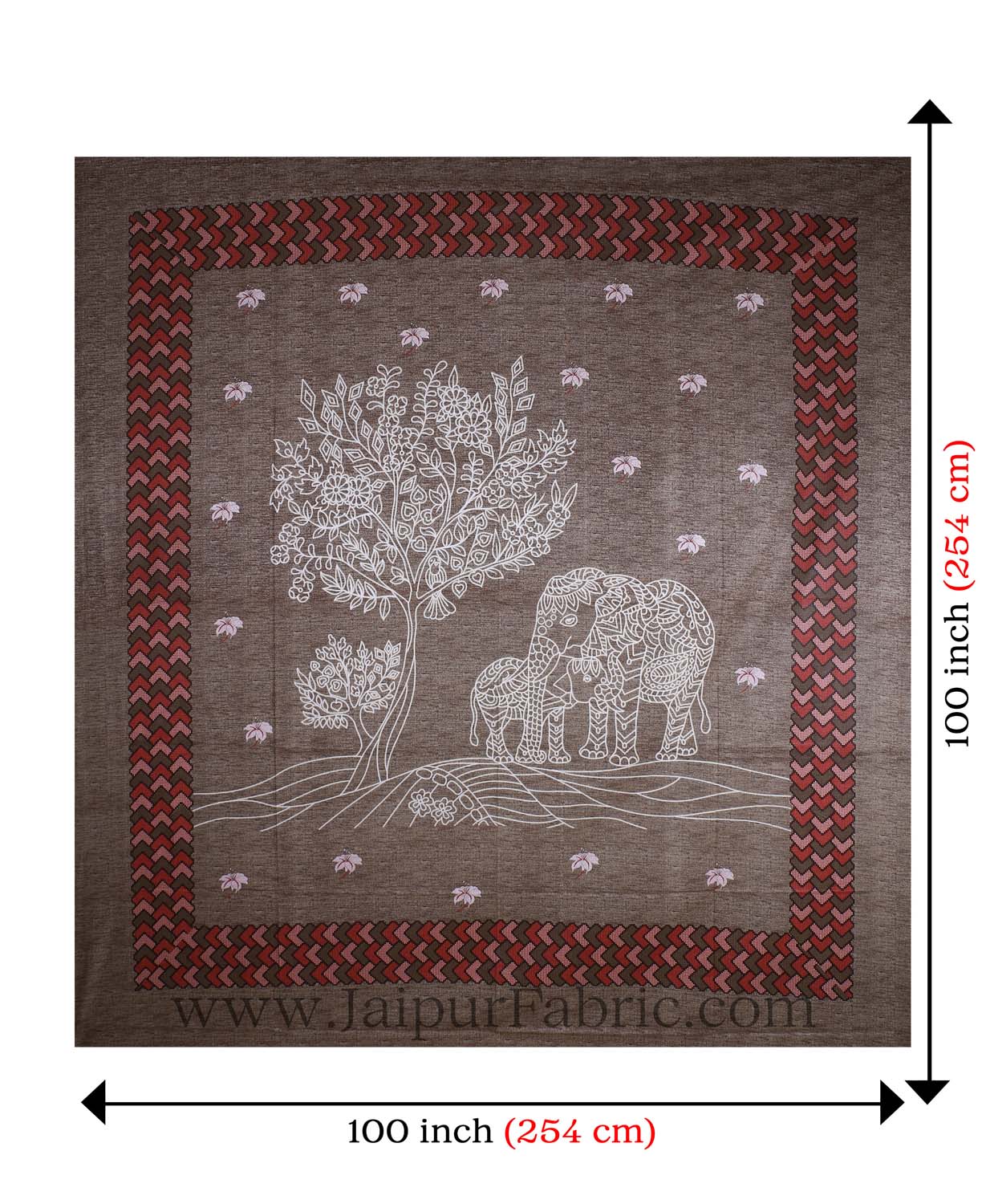 Elephant Love Brown Giza Cotton Double BedSheet