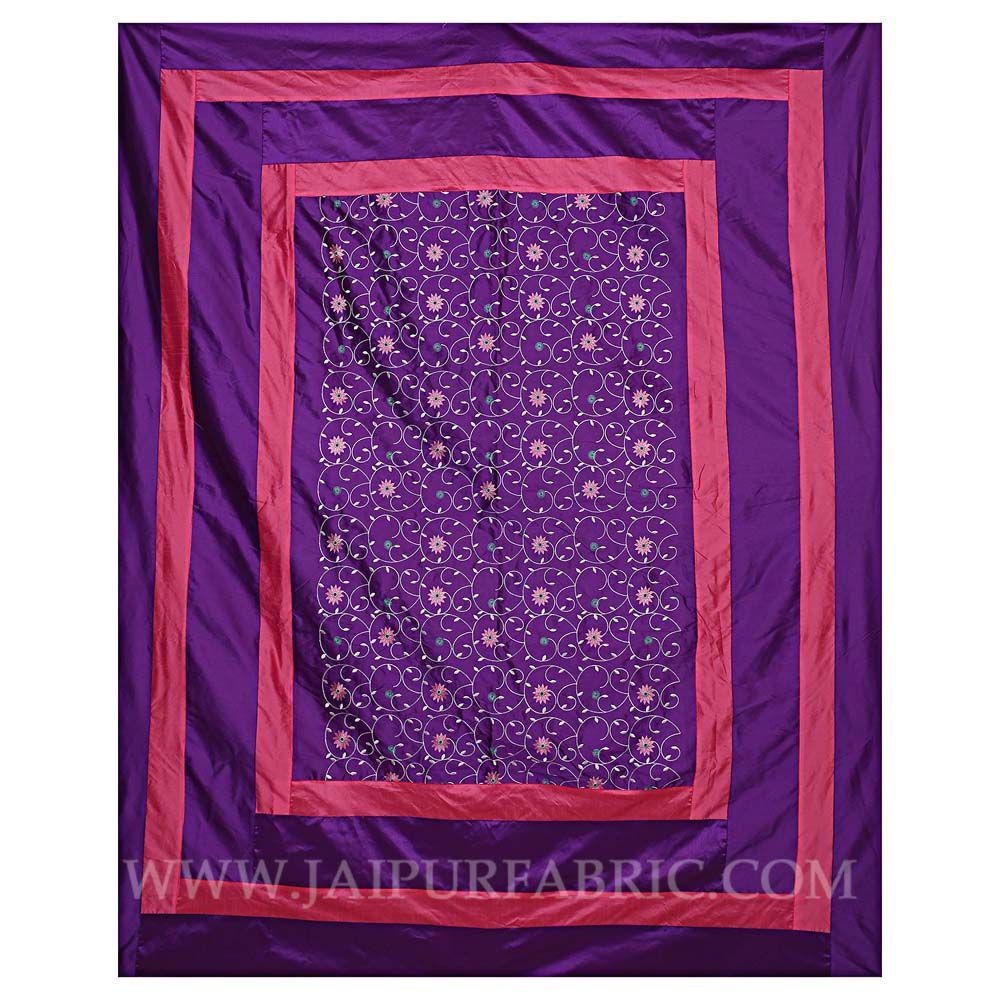 Classy Purple Rajwada Silk Double Bedsheet