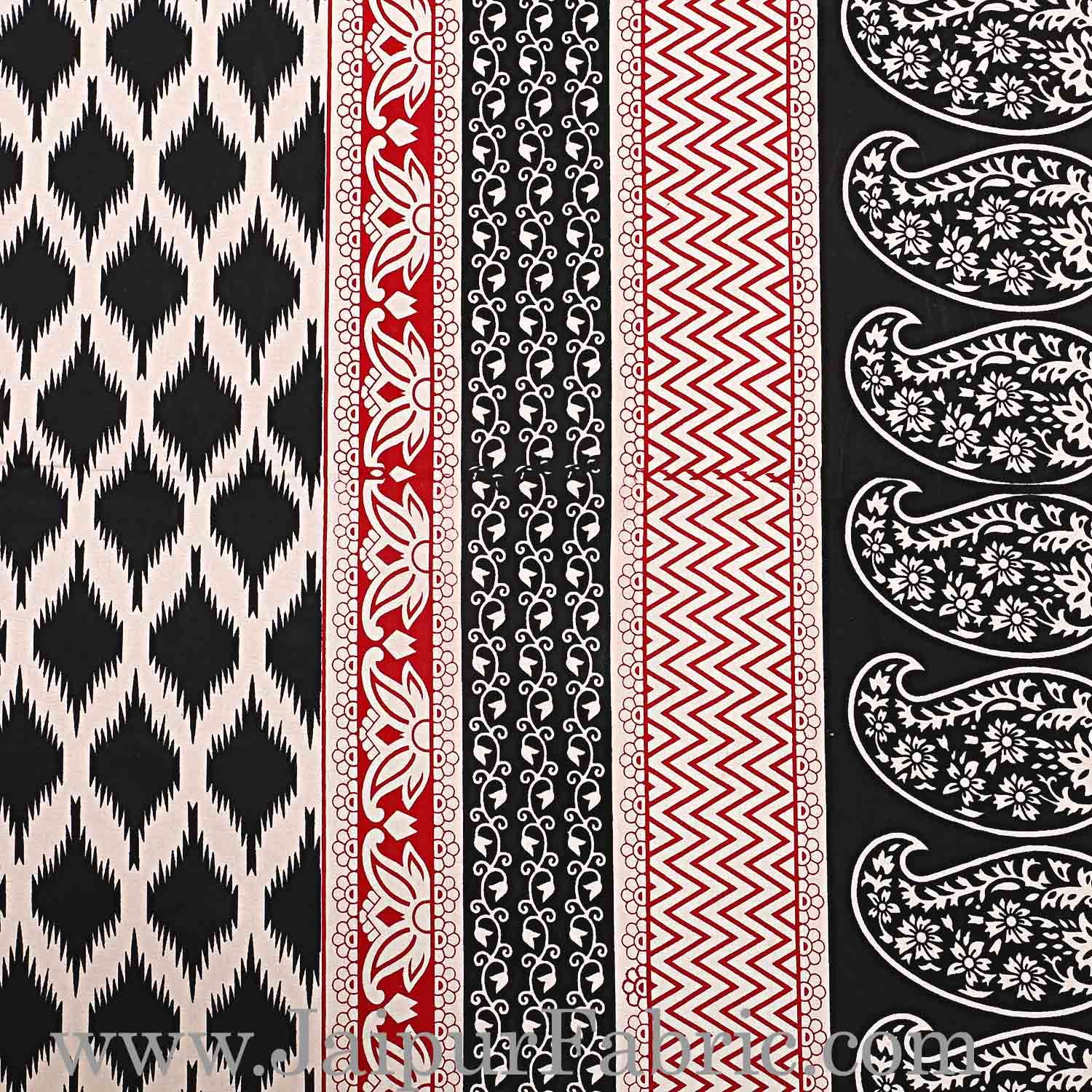 Double Bedsheet Black Border With Paisley Print Super Fine Cotton