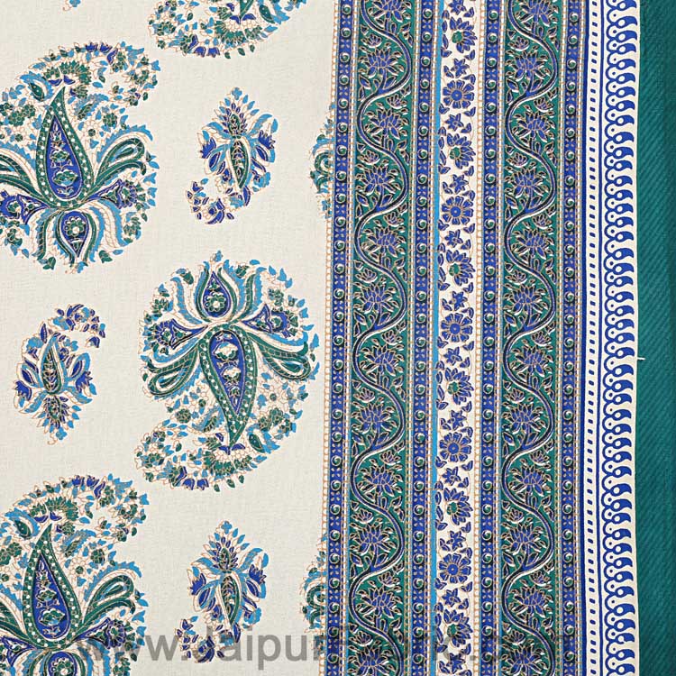 Flourishing Peacock Green Paisley Double Bedsheet