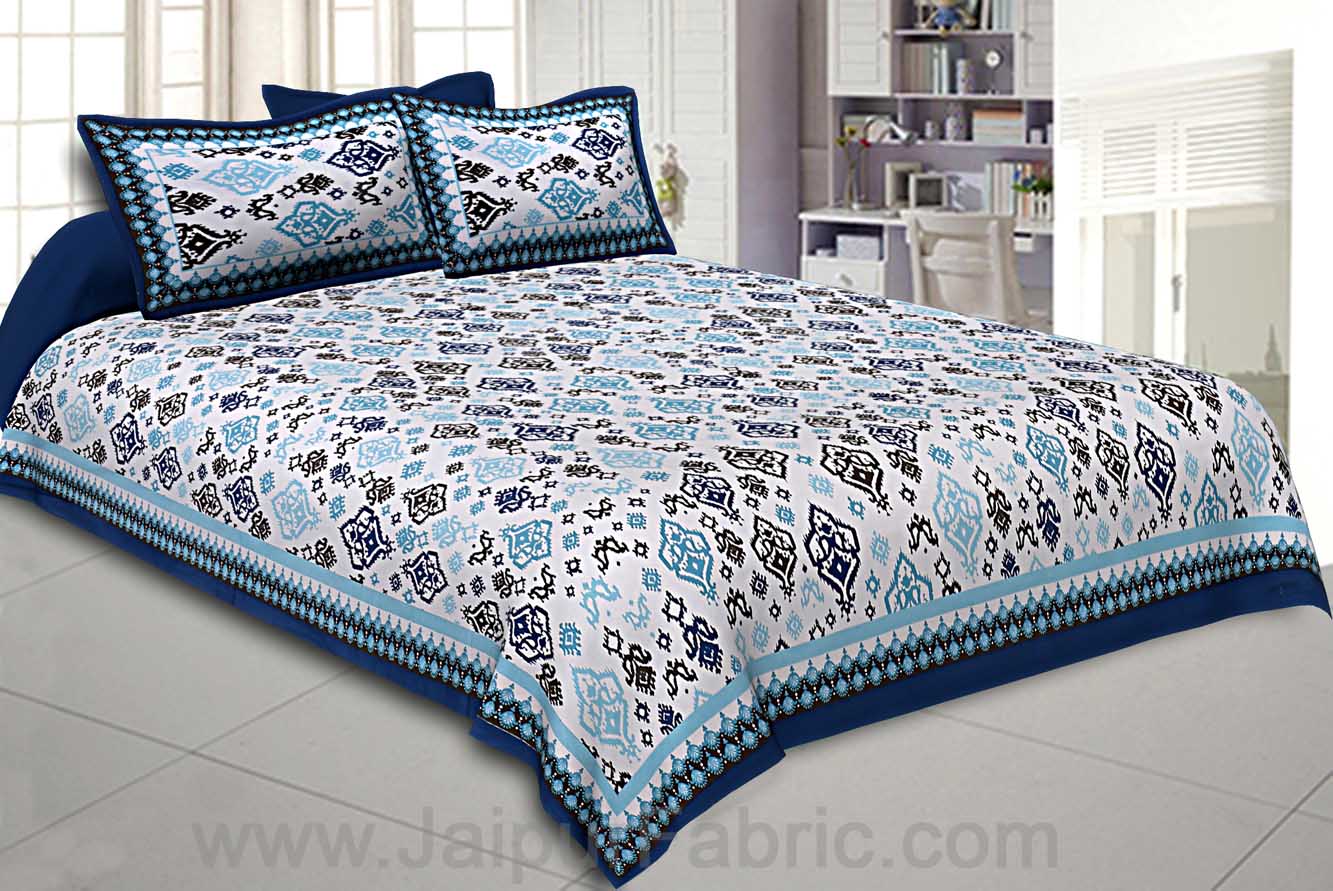 Double bedsheet Blue Seamless Traditional Print