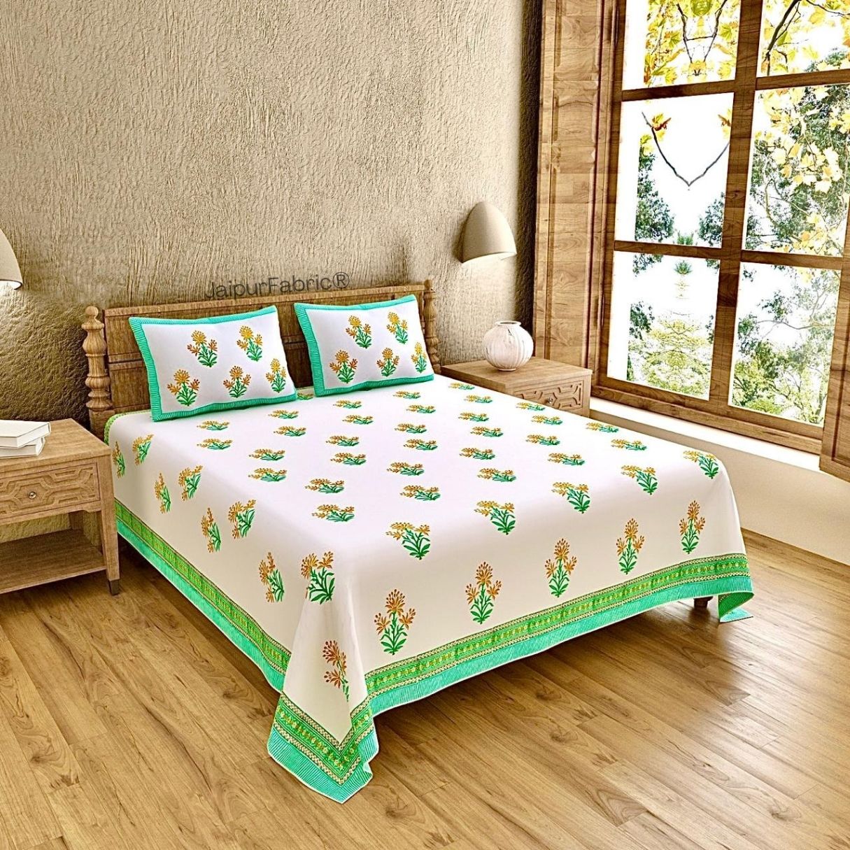 Authentic Genuine Hand Block Print 400 TC Pure Cotton King Size Bedsheet