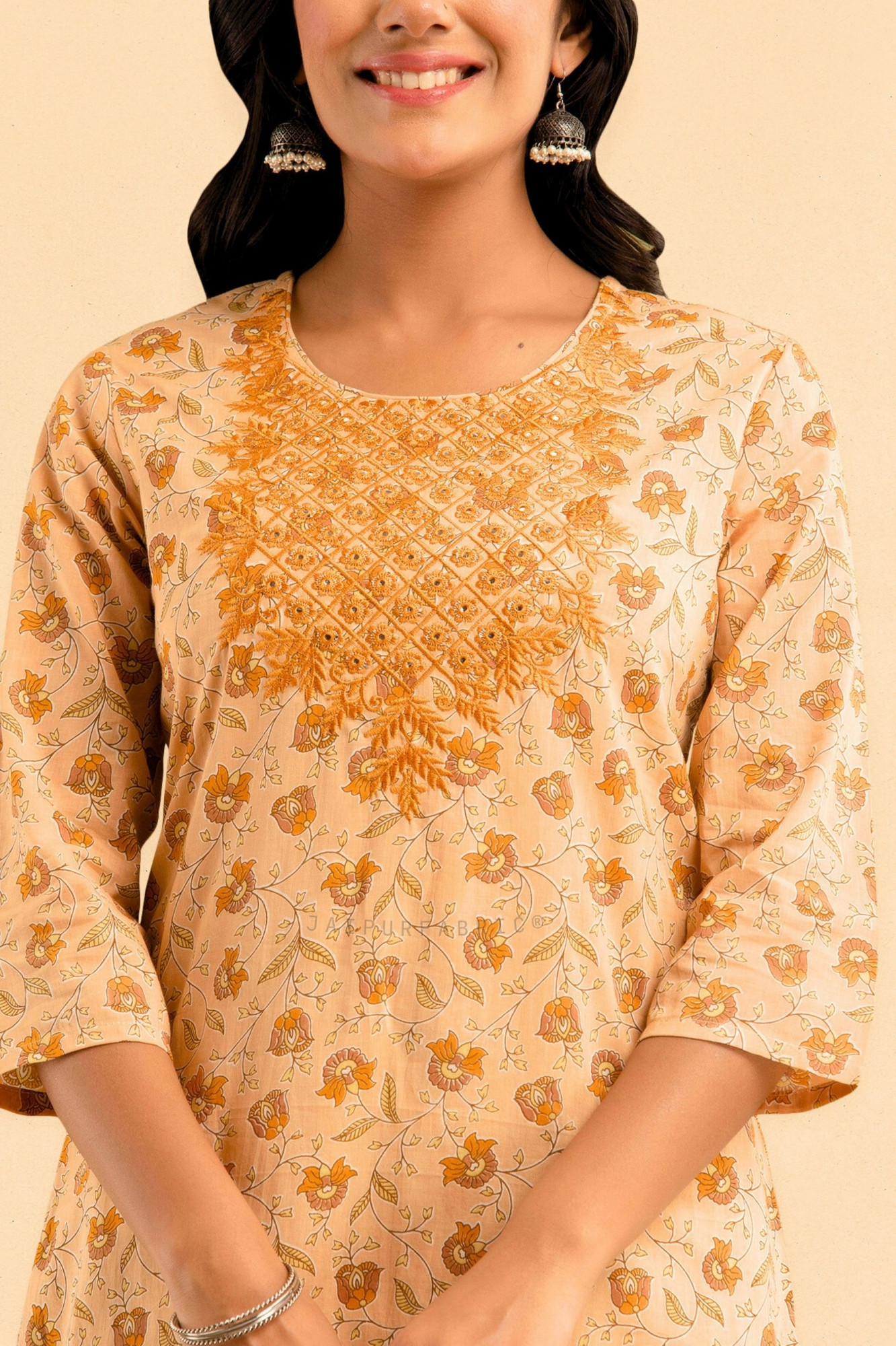 Yellow Floral Kurti 3pcs set