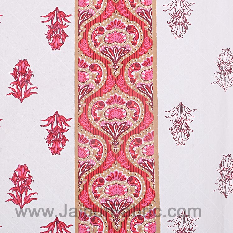 Double Bedsheet  Light Pink Small Booti Print