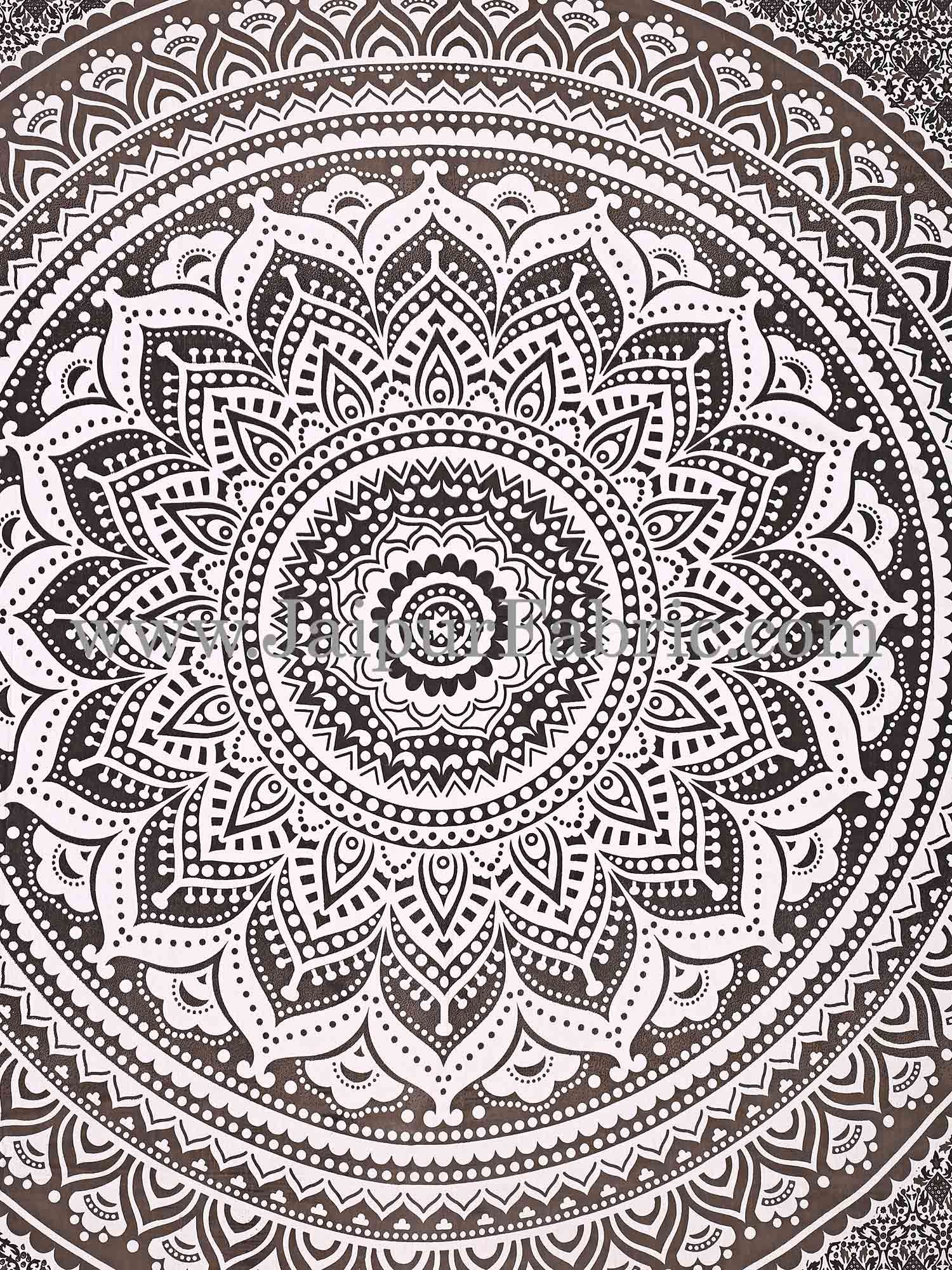 Ash Black Tapestry with broad Mandala design wall hanging and beach throw