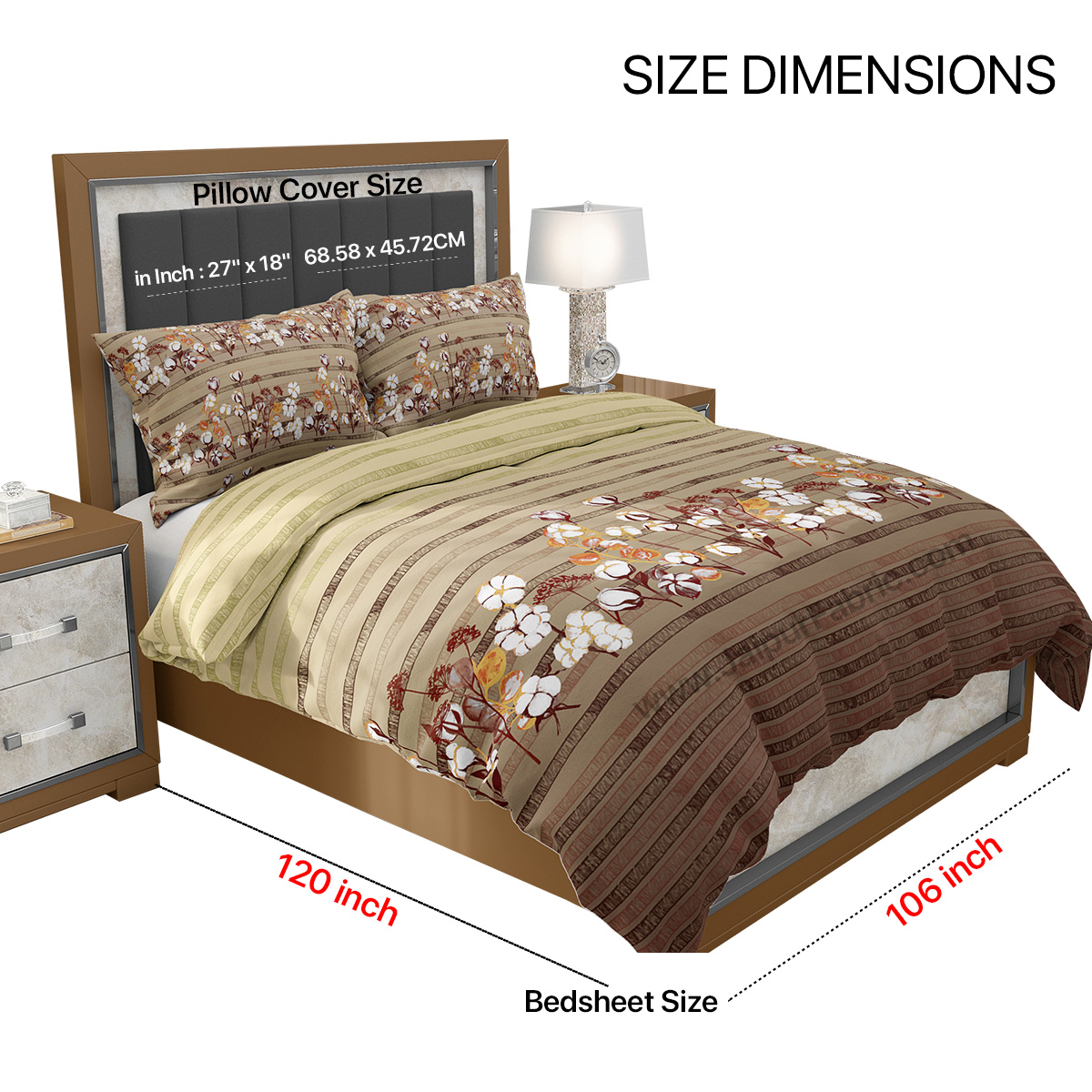 Brown Floral Delight King Size Bedsheet